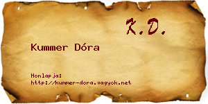Kummer Dóra névjegykártya